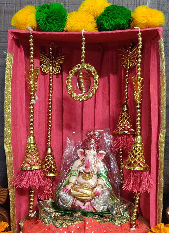 Ganesh Temple with cardboard