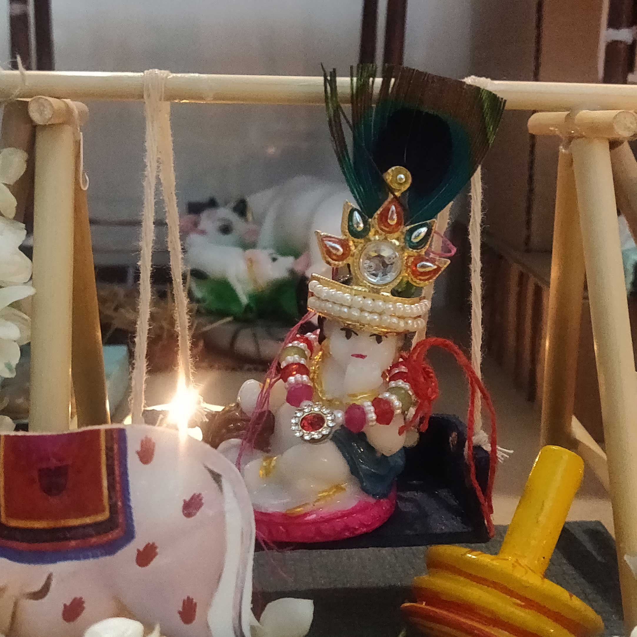 Gokuldham Janmashtami Village – Lord Krishna on Swing in Miniature